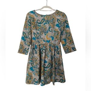 H&M blue yellow and gray patterned dress